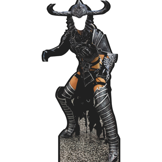 Female Assassin Huntress Horn Swamp Devil Dragon Armor Stand In Cardboard Cutout