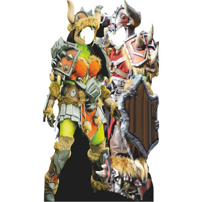 World of War Hack Slash Orc Warrior Couple Cosplay Stand In Cardboard Cutout