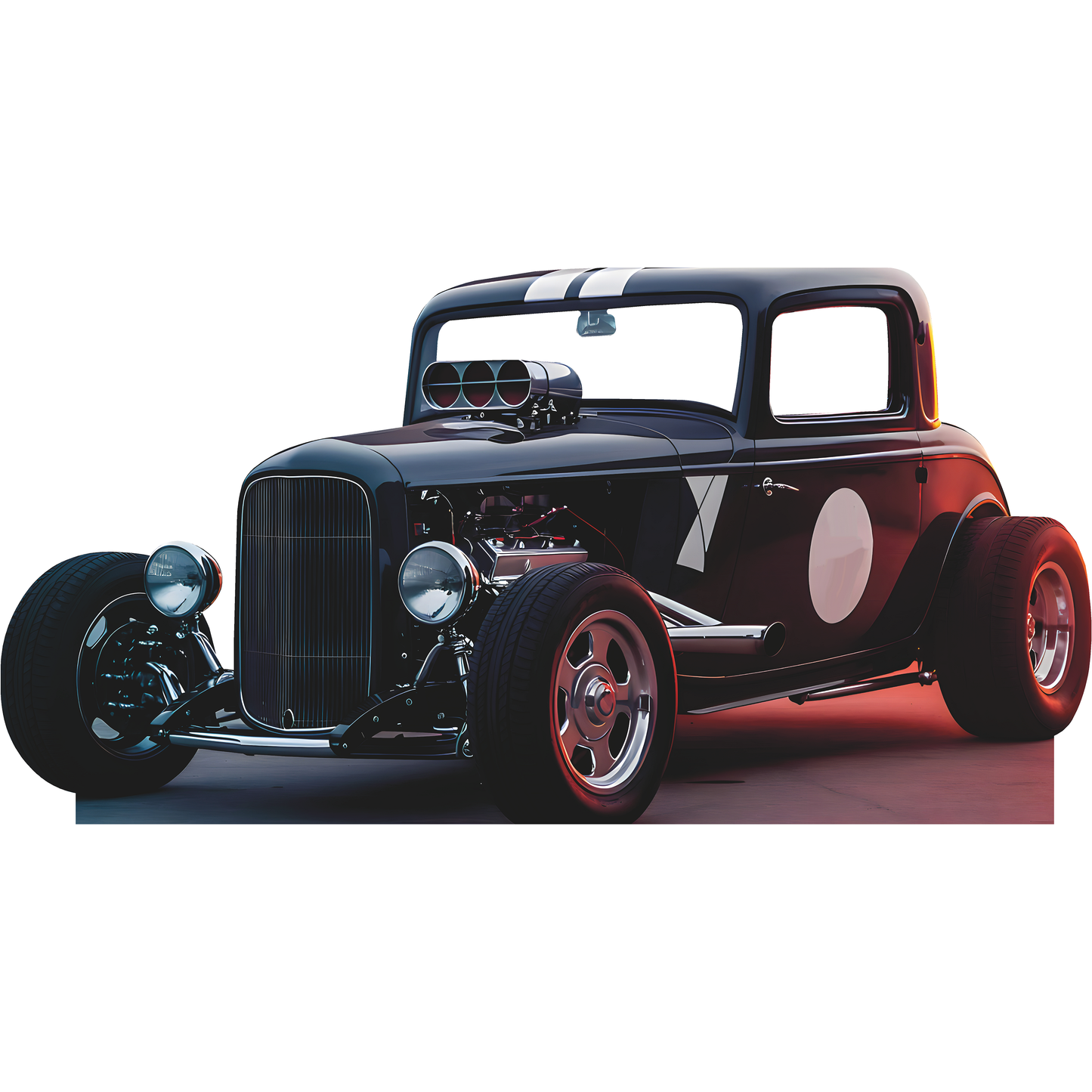 Black Racing Stripes Hot Rod Car Stand In Cardboard Cutout