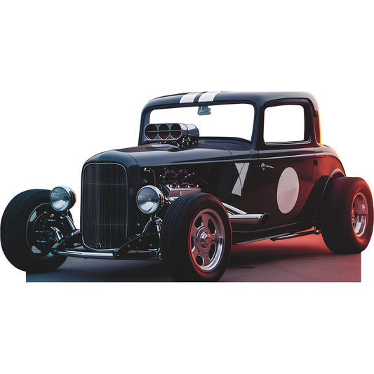 Black Racing Stripes Hot Rod Car Stand In Cardboard Cutout