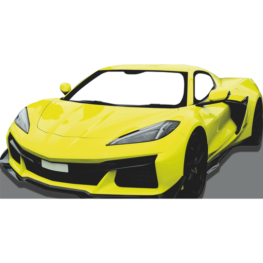 Yellow Vet Sports Car Stand In Cardboard Cutout