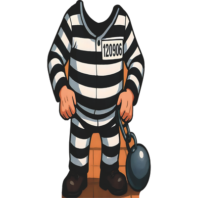 Prisoner Ball N Chain Cartoon Headless Prison Jail Stand In Cardboard Cutout