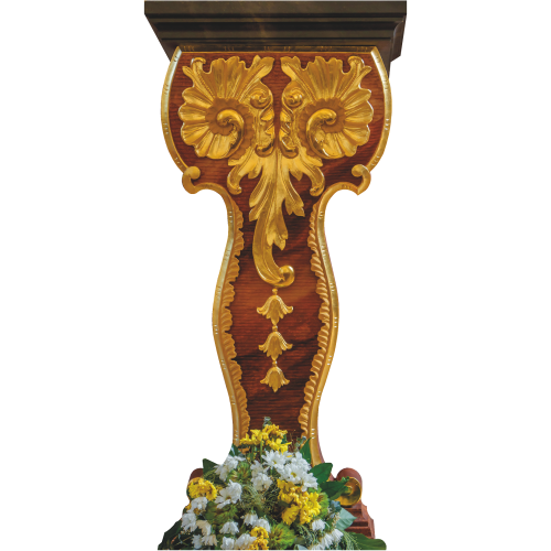Gold Wood Flower Church Lectern Podium Speaker Soap Box Stand In Cardboard Cutout