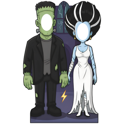 Frankenstein Monster and Bride Spooky Halloween Couple Stand In Cardboard Cutout