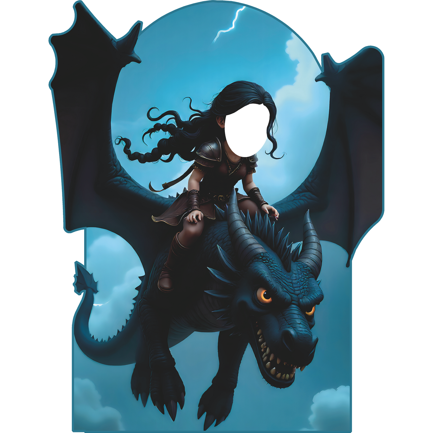 Brave Viking Girl Riding Trained Dragon Stand In Cardboard Cutout