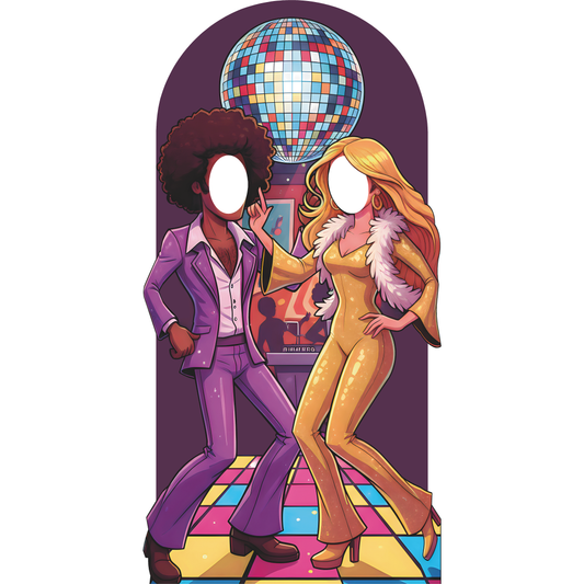 Disco Dancing 70s Couple Ball Stand In Cardboard Cutout