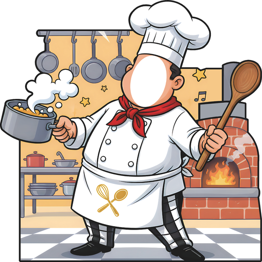 Cartoon Chef Cook Food Cooking Stand In Cardboard Cutout