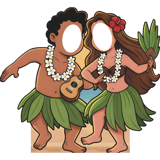 Hawaiian Hula Dance Dancing Couple Stand In Cardboard Cutout