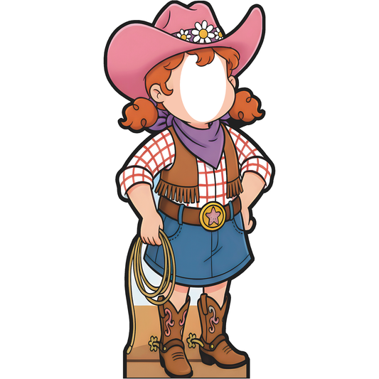 Cartoon Country Cowgirl Western Cowboy Wild West Stand In Cardboard Cutout