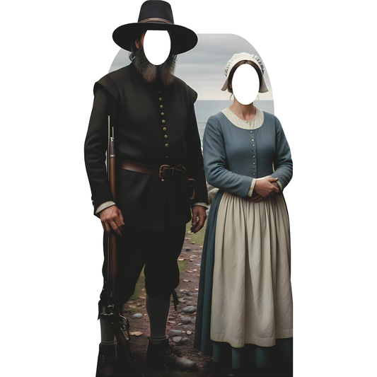 Thanksgiving Pilgrim Couple Plymouth Harvest Cardboard Cutout