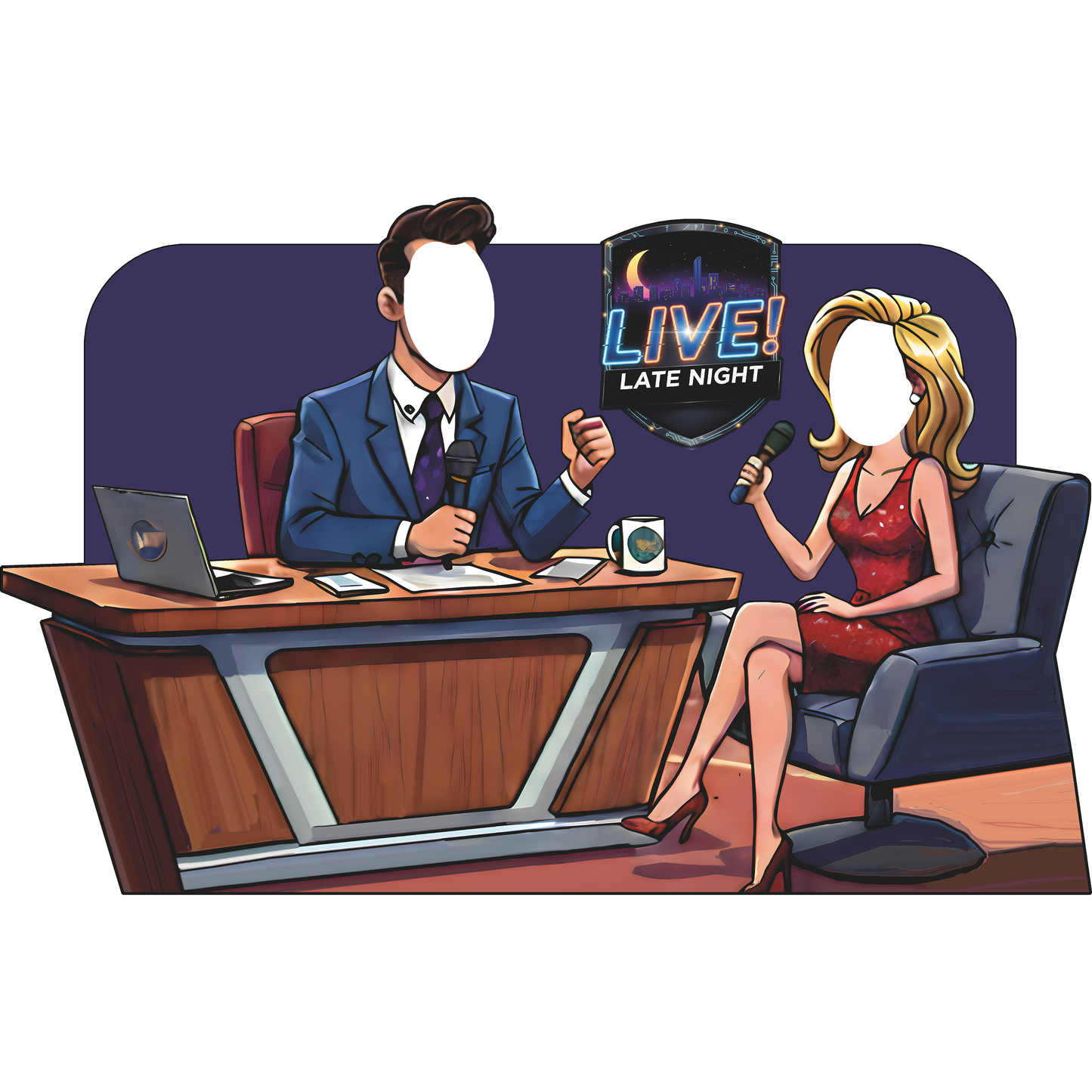 Live Saturday Late Night Talk Show Couple Stand In Cardboard Cutout