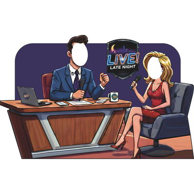 Live Saturday Late Night Talk Show Couple Stand In Cardboard Cutout