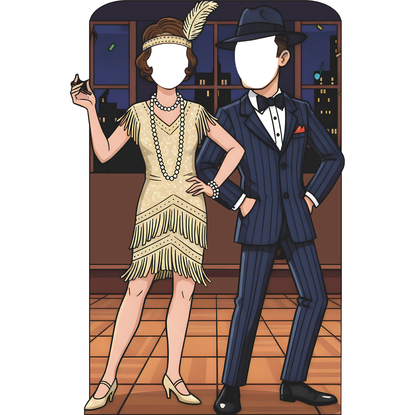 Roaring 20s Cartoon Harlem Gangster Couple Stand In Cardboard Cutout