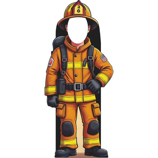 Male Fireman Firefighter Stand In Cardboard Cutout