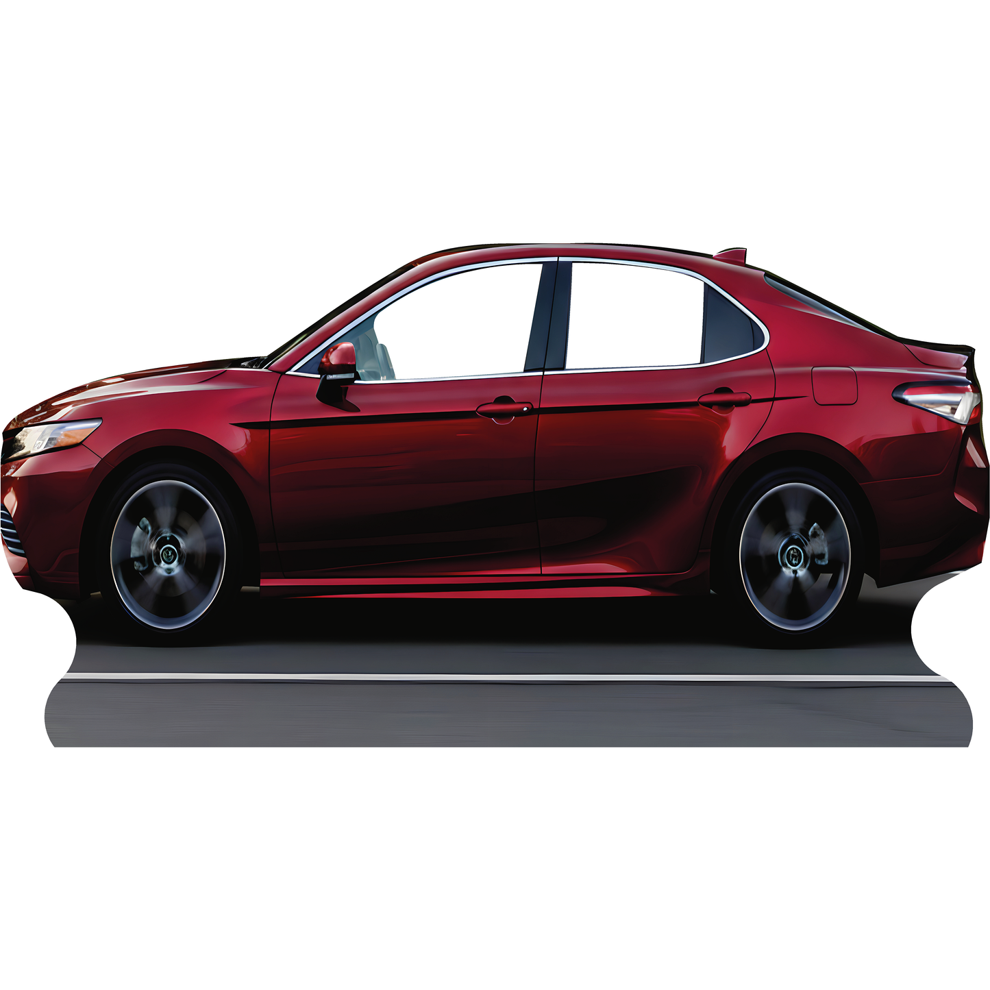 Modern Red Sedan Car Stand In Cardboard Cutout