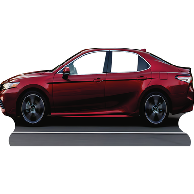 Modern Red Sedan Car Stand In Cardboard Cutout