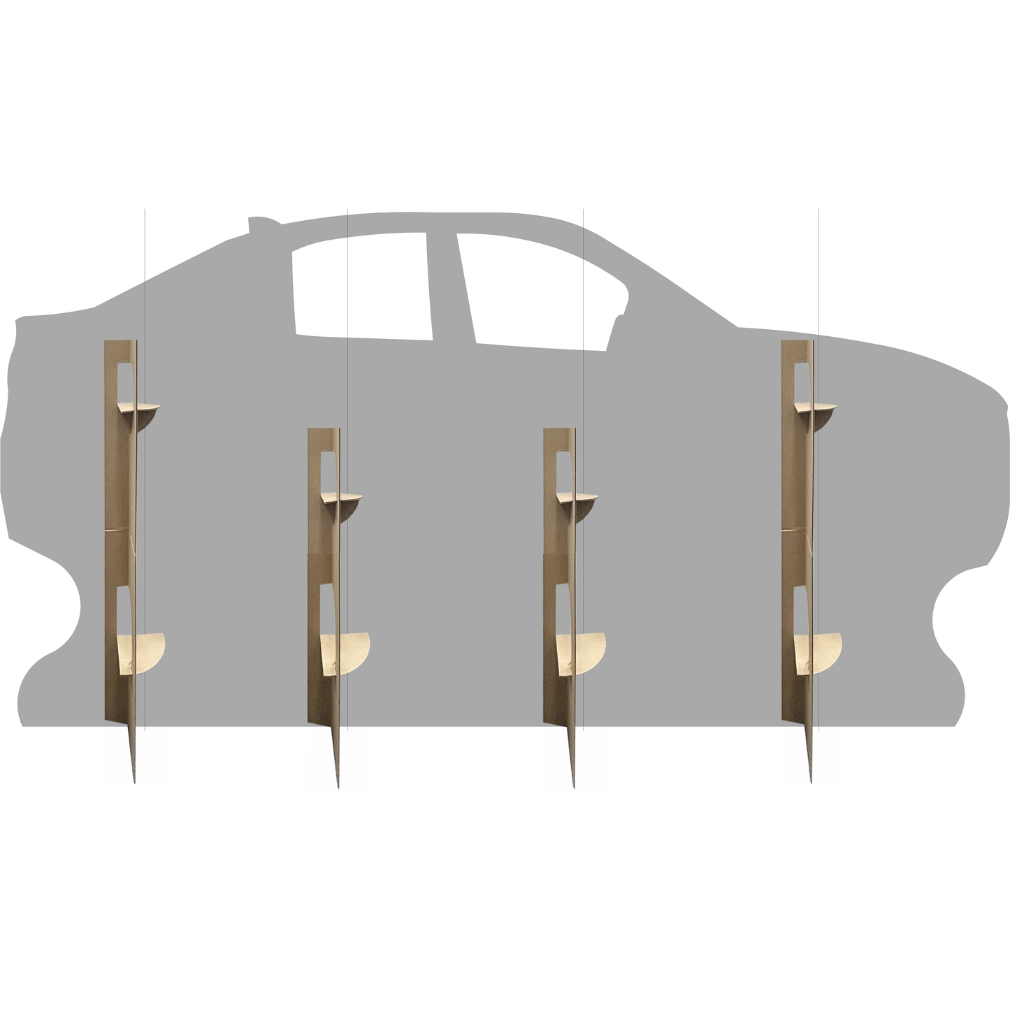 Modern Red Sedan Car Stand In Cardboard Cutout