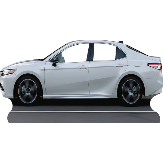Modern White Sedan Car Stand In Cardboard Cutout