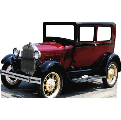 1920s Classy Old Model A Red Car Stand In Cardboard Cutout