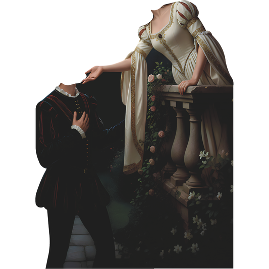 Wherefore Where Art Thou Romeo Juliet Balcony Couple Stand In Cardboard Cutout