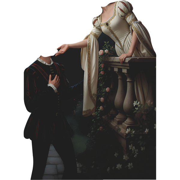 Wherefore Where Art Thou Romeo Juliet Balcony Couple Stand In Cardboard Cutout