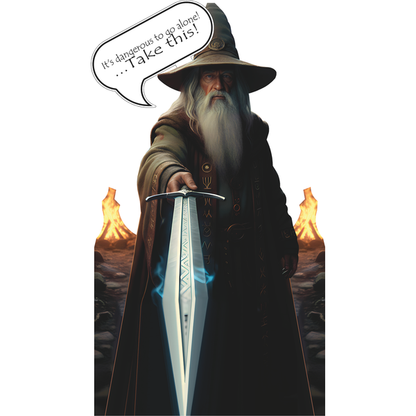 Legend of Sword Link Wizard Dangerous To Go Alone Cardboard Cutout