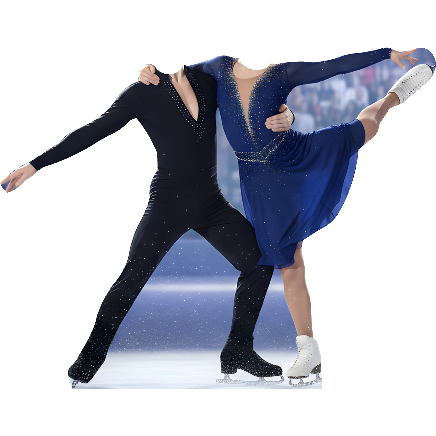 Ice Dancing Couple Contestants Stand In Cardboard Cutout