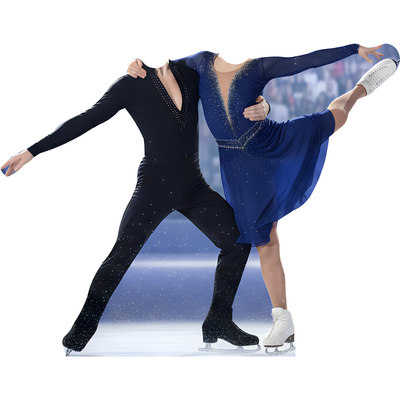 Ice Dancing Couple Contestants Stand In Cardboard Cutout