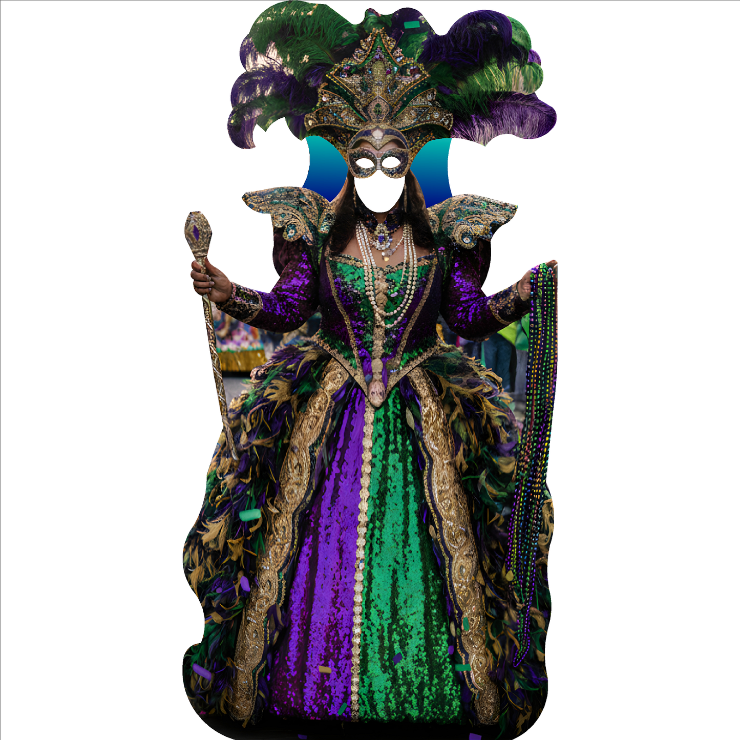 New Orleans Mardi Gras Queen Woman Girl Stand In Cardboard Cutout