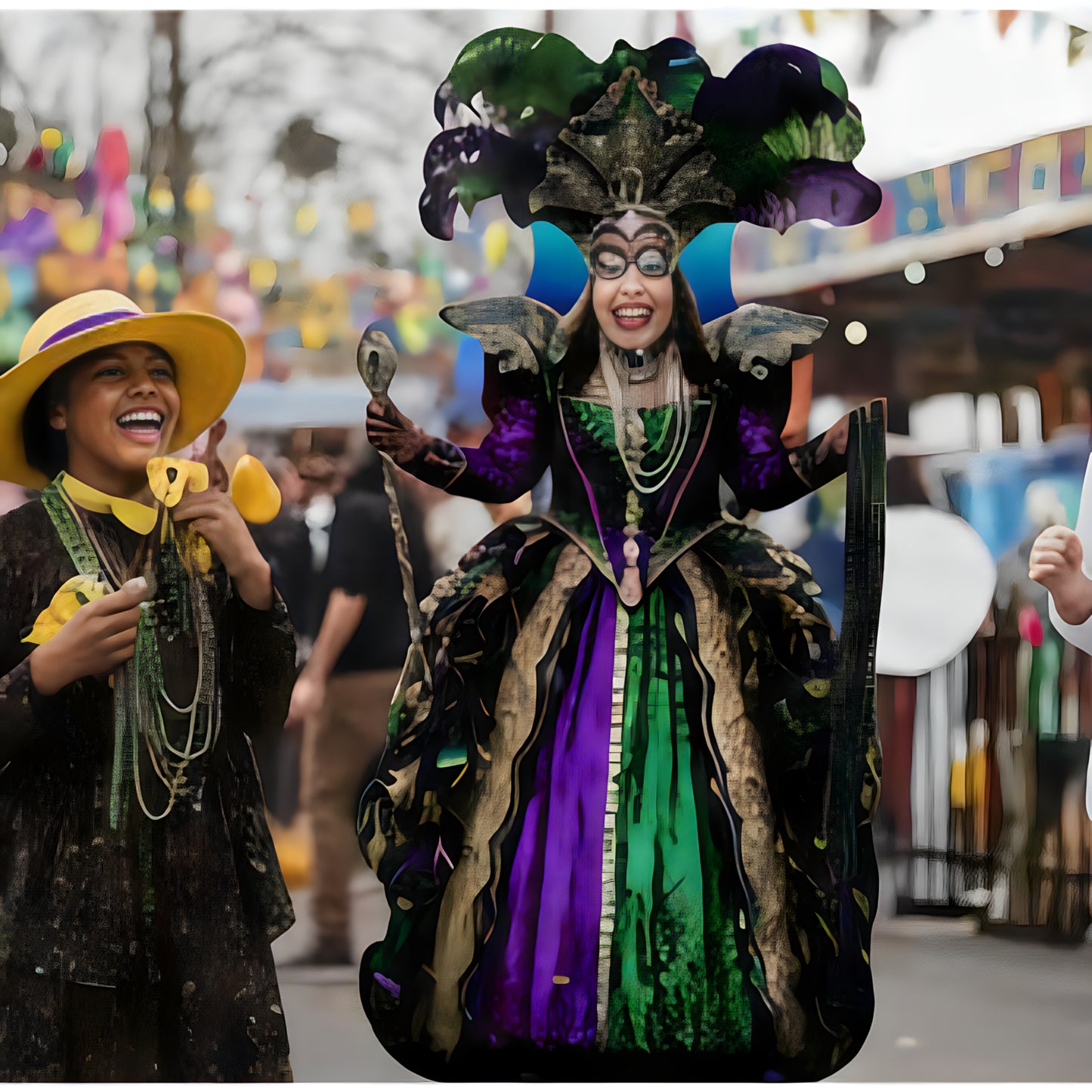 New Orleans Mardi Gras Queen Woman Girl Stand In Cardboard Cutout
