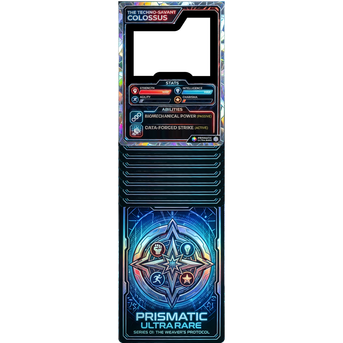 Power Maxed RPG Trading Card Stats Collectible Holographic Stand In Cardboard Cutout