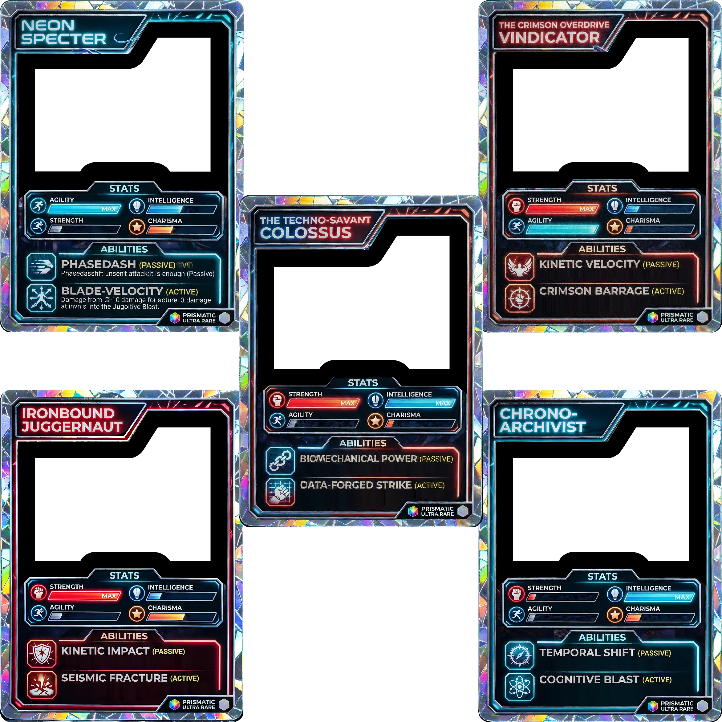 RPG Magic Dungeon Trading Card 5pack Stats Collectible Holographic Sta ...