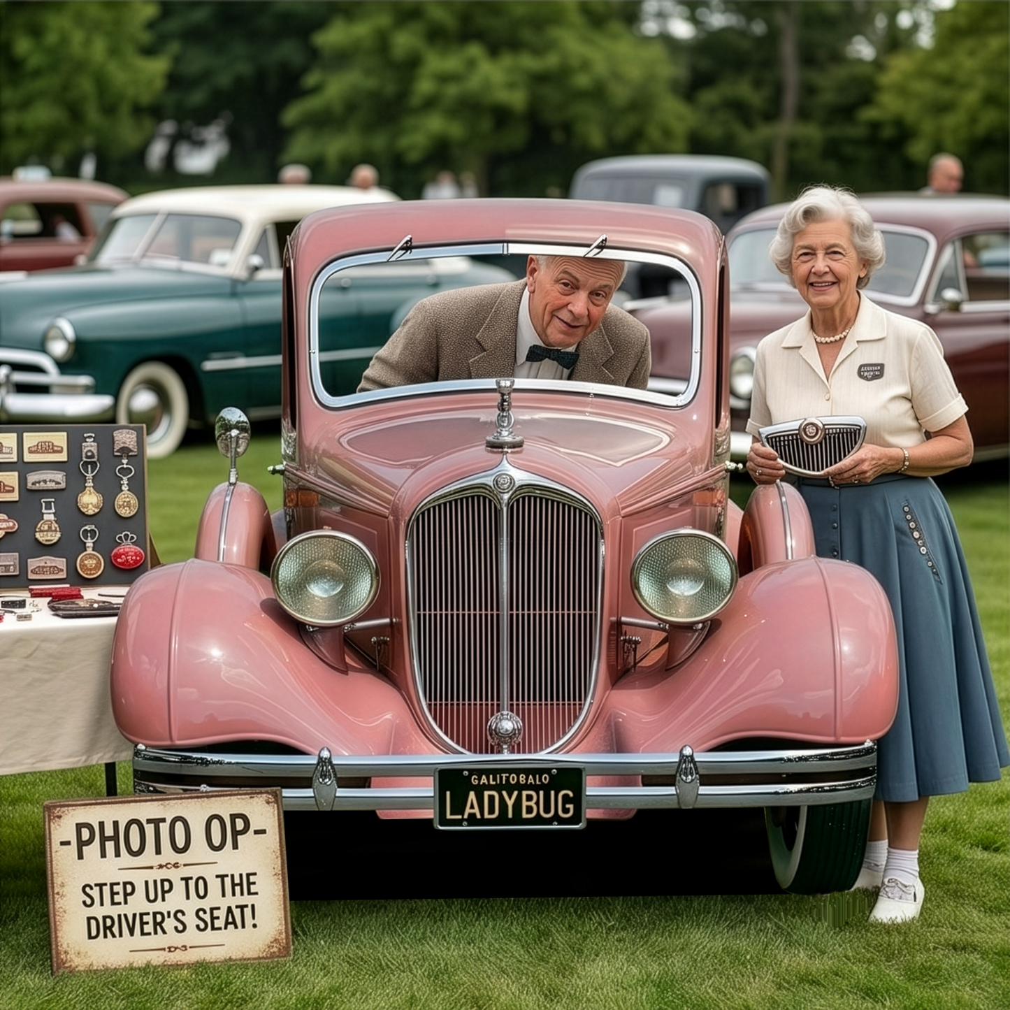 1920s Pretty Pink Car Party Prop Cardboard Cutout
