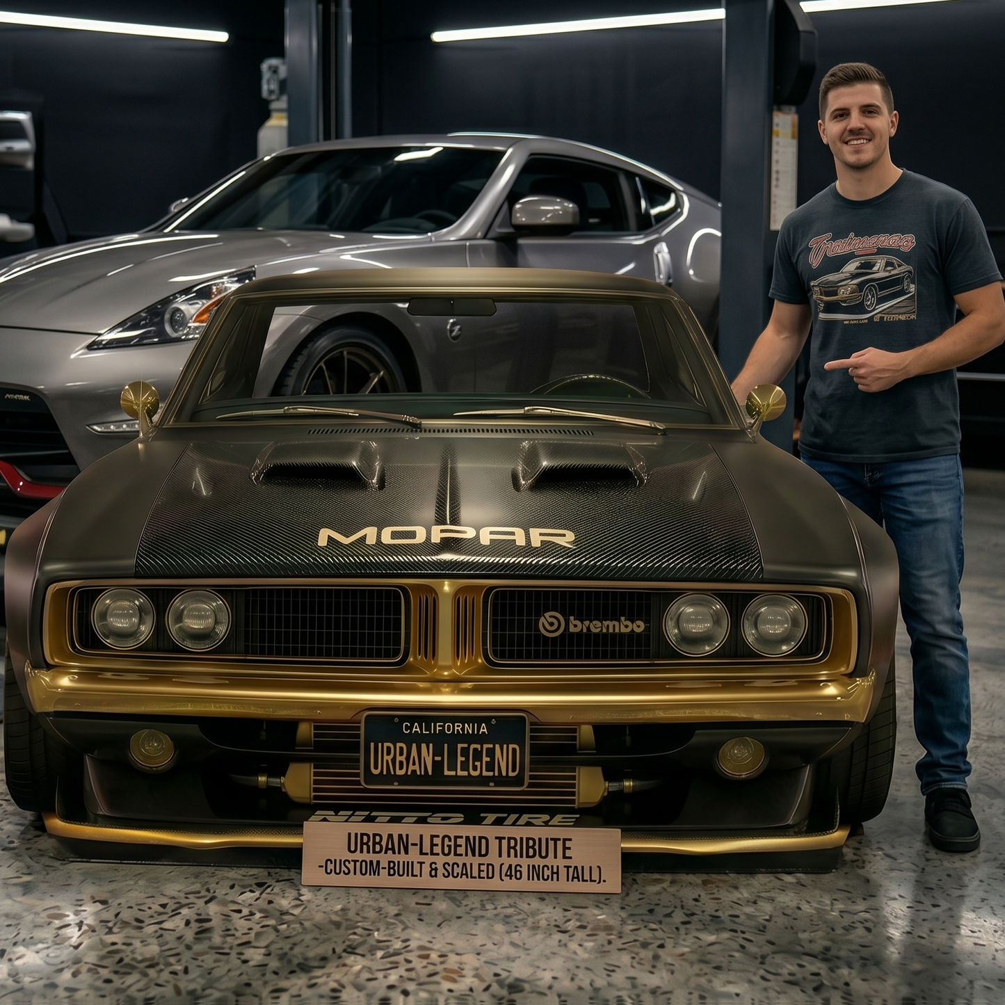 American Muscle Tuner Neon Charge Street Car Cardboard Cutout