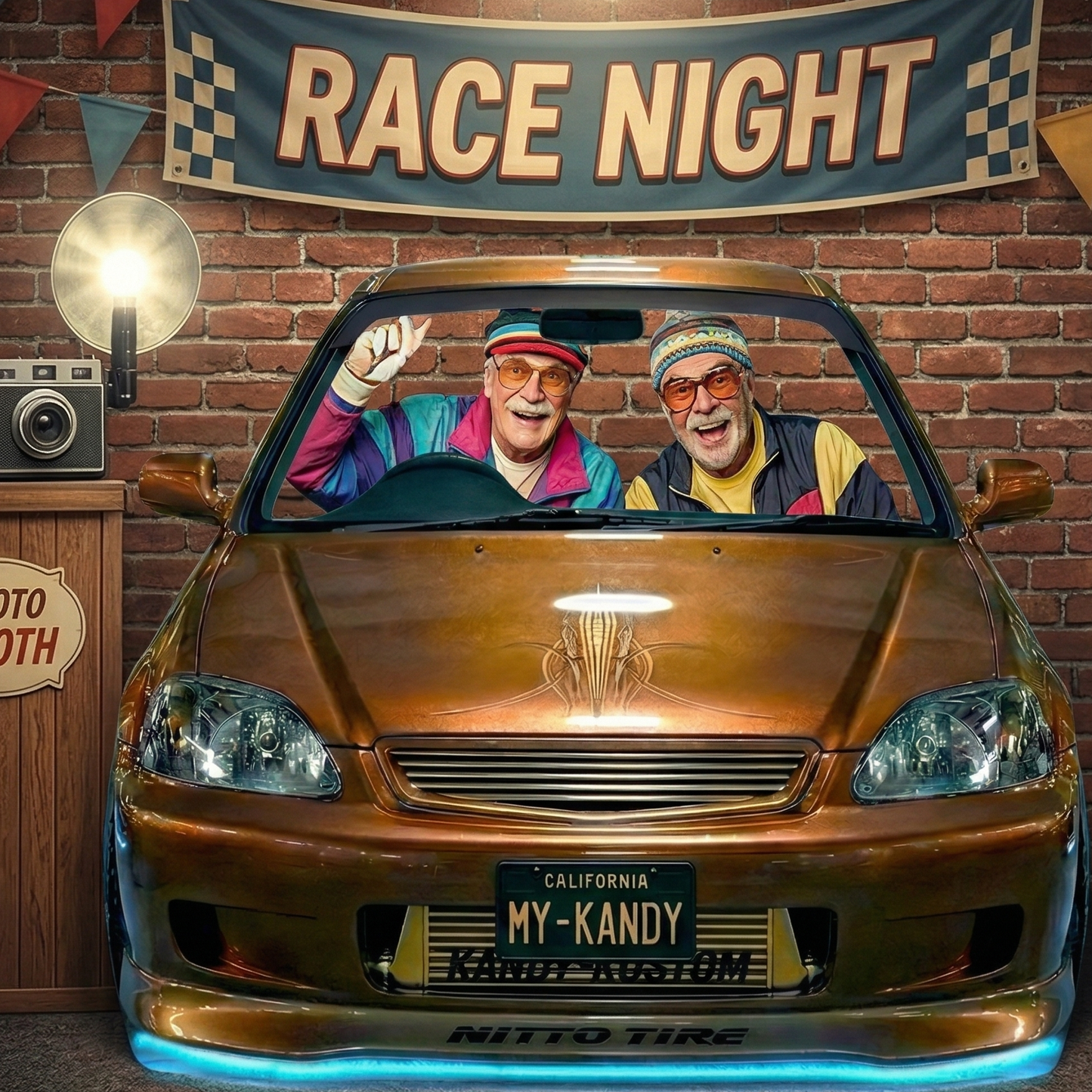 JDM Underglow Neon Tuner Car Street Drift Race Cardboard Cutout