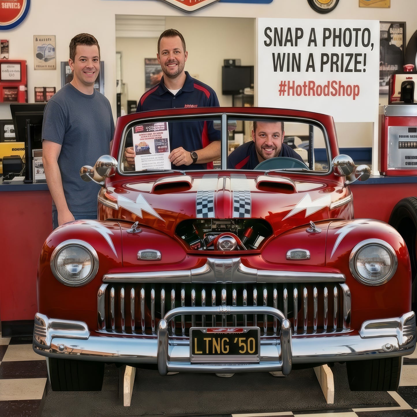 1950s Classic Greaser’s Fast Hot Rod Lightning Car Stand In Cardboard Cutout