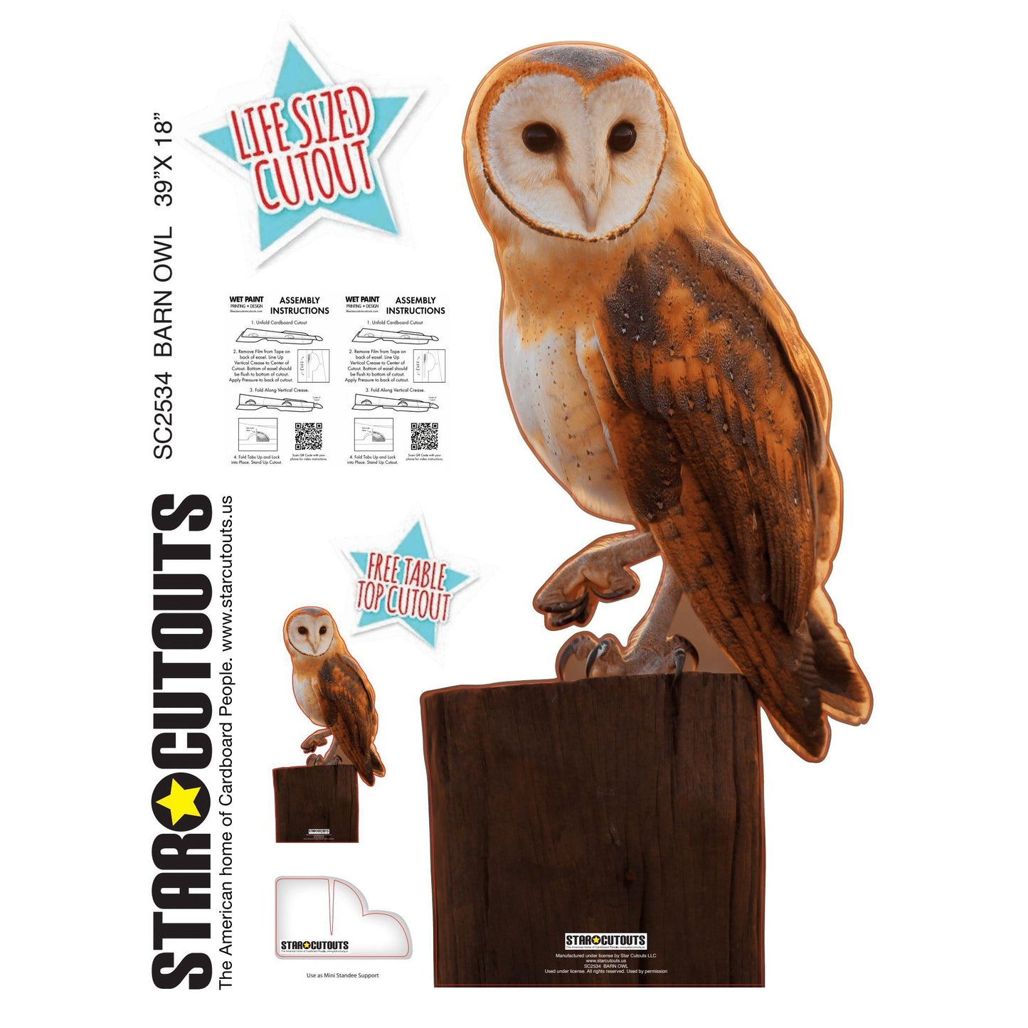 Barn Owl Cardboard Cutout