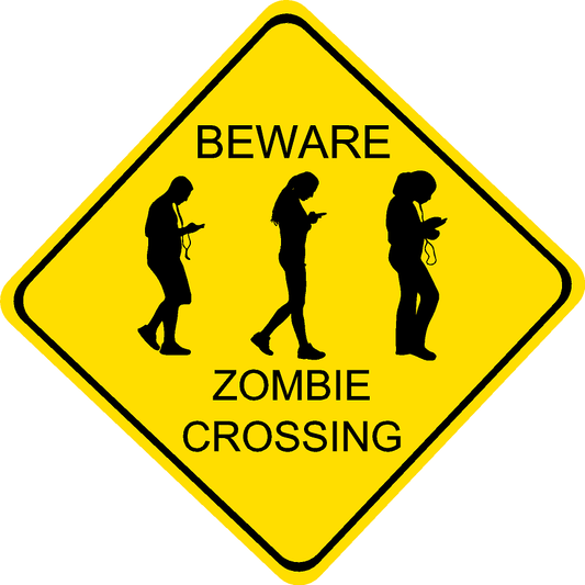 Beware Zombies Teenagers Phones Crossing diamond
