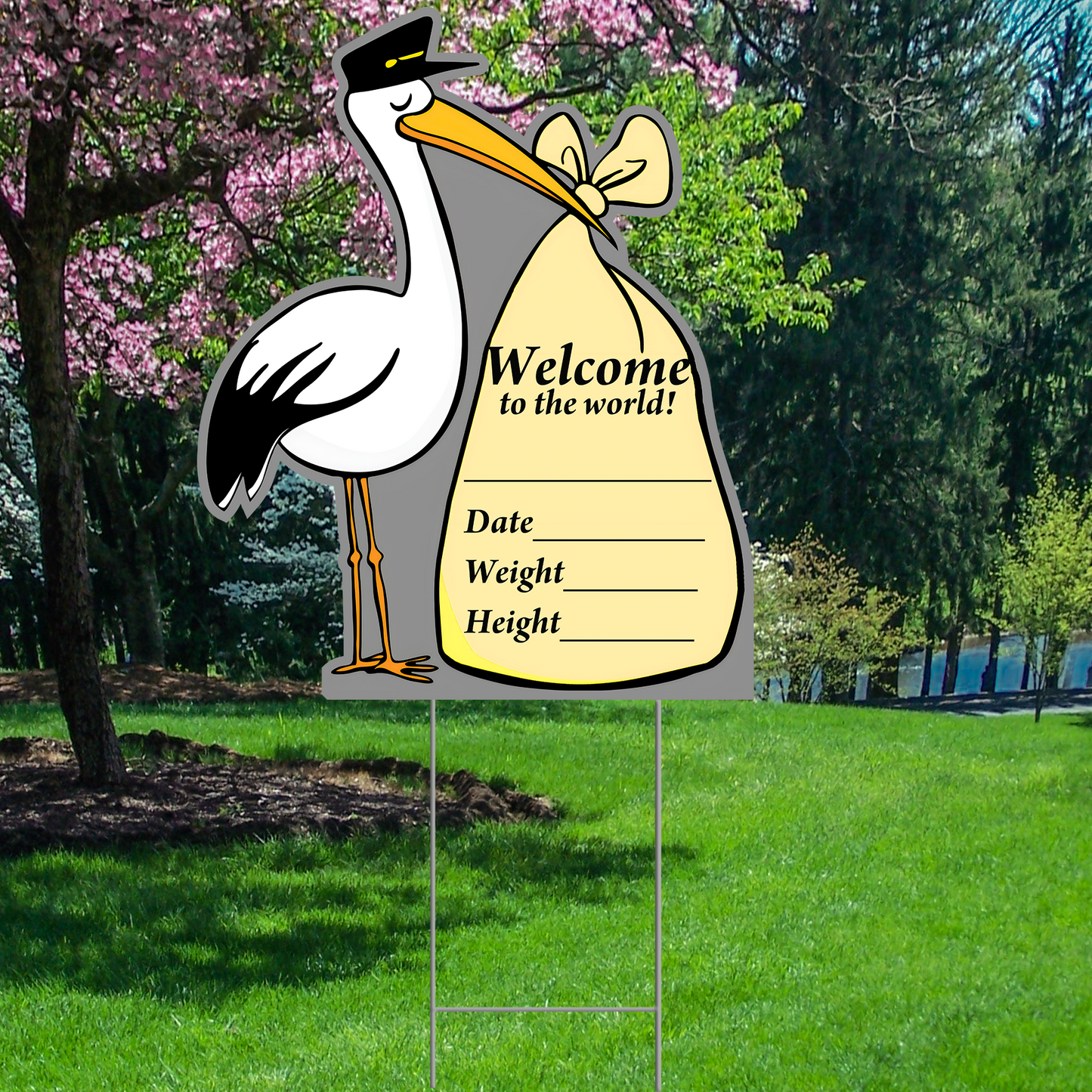 Stork Birth Announcement - Outdoor Yard Sign