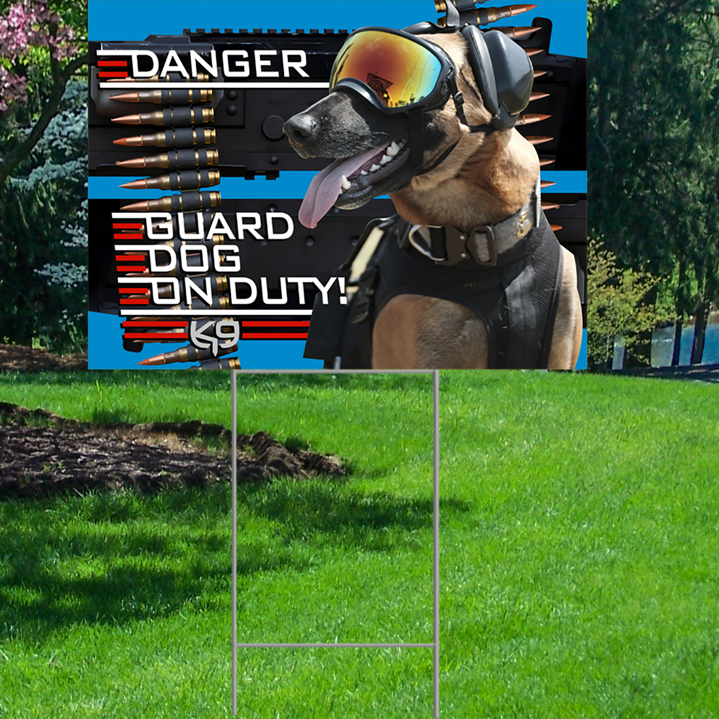 Guard Dog on Duty - Yard Sign Free Shipping – Life Size Custom Cutouts