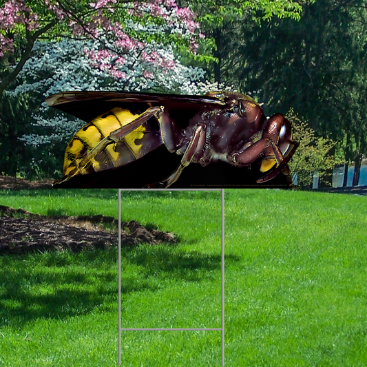 Scary Creepy Wasp Hornet Stinger Coroplast Plastic Yard Sign Lawn Sign