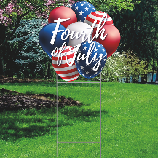 July 4th Balloons Stars Stripes Plastic Outdoor Yard Sign Decoration Cutout