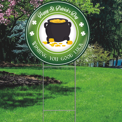 St. Patrick's Day Pot Of Gold Shamrock Irish Plastic Outdoor Yard Sign Decoration Cutout