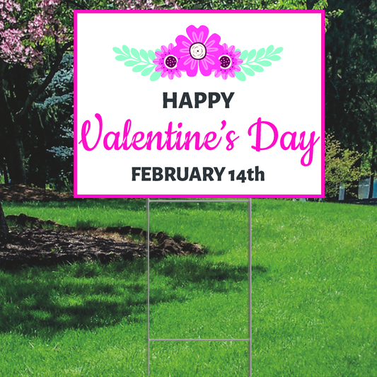 Happy Valentine's Day Heart Rose Plastic Outdoor Yard Sign Decoration Cutout