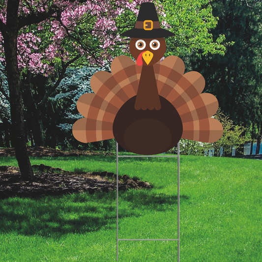 Thanksgiving Pilgrim Turkey Plastic Outdoor Yard Sign Decoration Cutout