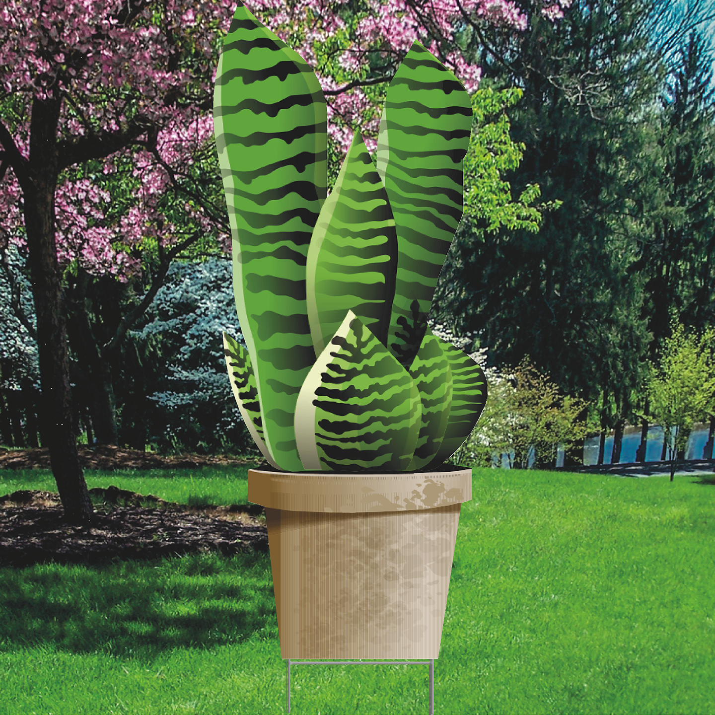 Potted House Plant Succulent - Yard Sign