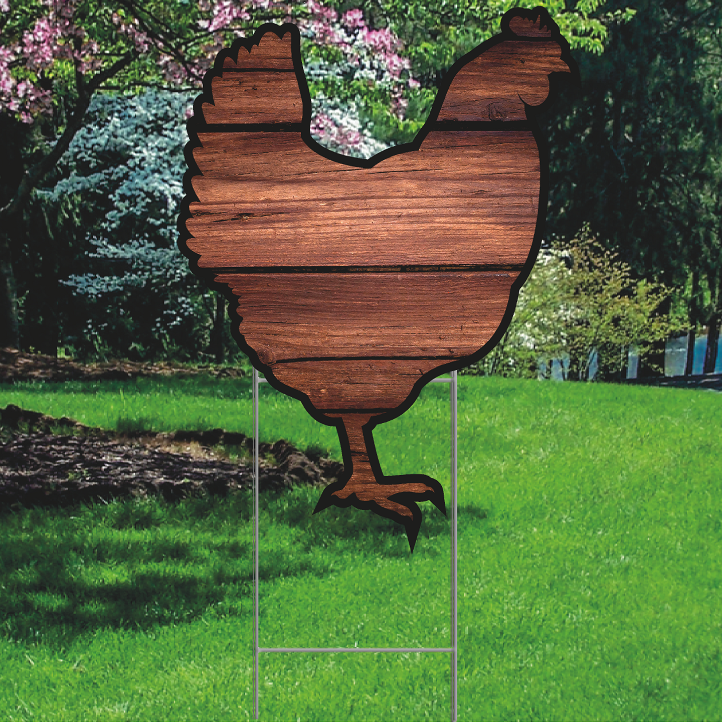Rustic Wood Chicken Yard Sign - Free Shipping – Life Size Custom Cutouts