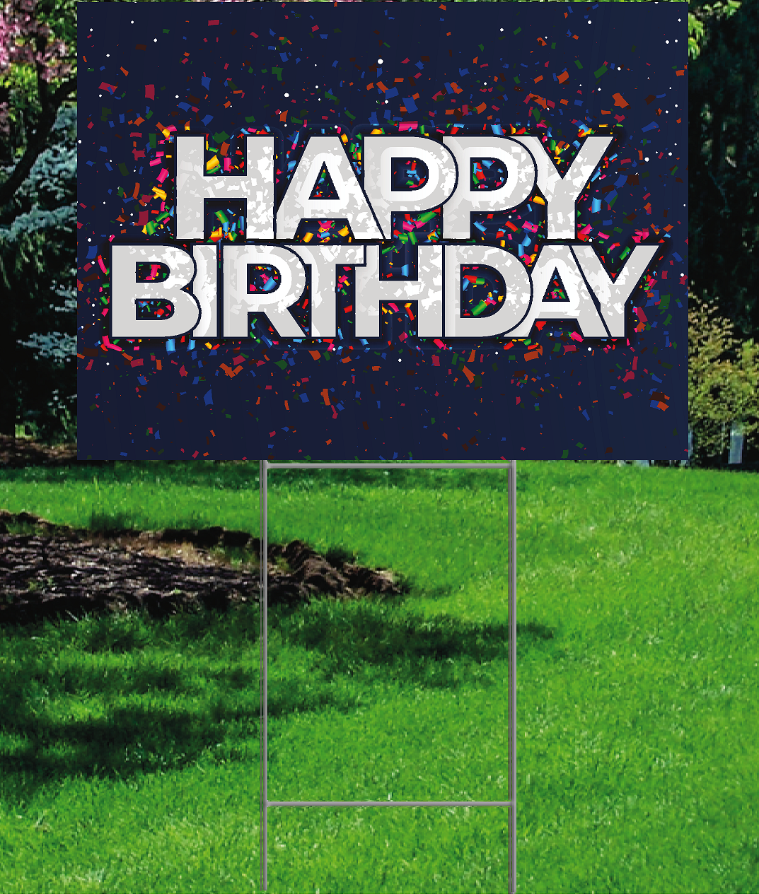 Happy Birthday Confetti Plastic Outdoor Yard Sign Decoration Cutout