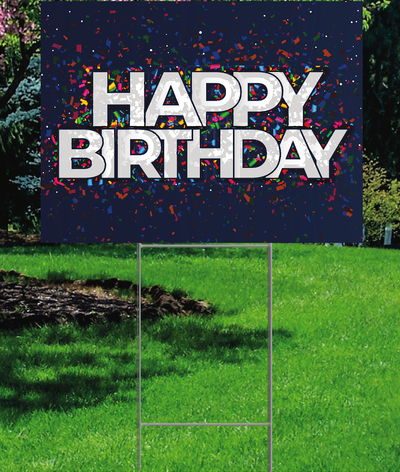 Happy Birthday Confetti Plastic Outdoor Yard Sign Decoration Cutout