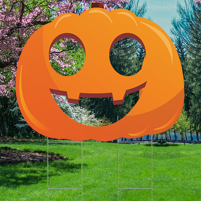 Smiling Pumpkin 47in Big Stand In Plastic Outdoor Yard Sign Decoration Cutout